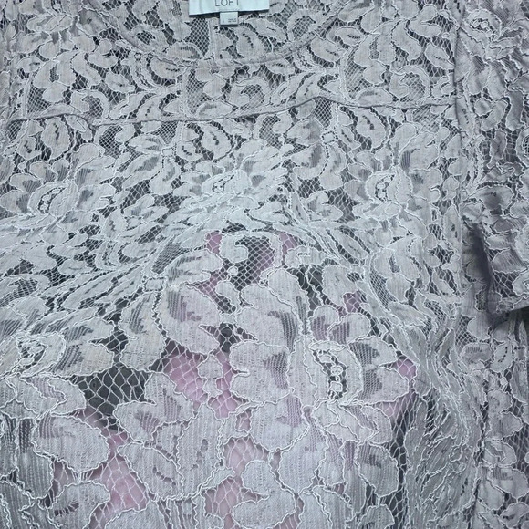 LOFT lace tan top women’s large - Picture 4 of 6